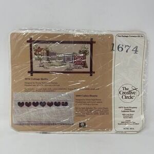 VTG 1987 The Creative Circle Cottage Quilts 1674 Counted Cross Stitch Kit 10x20